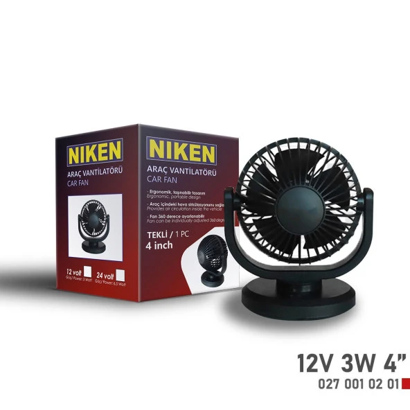 Niken Küçük Tek Başlı 12V Vantilatör 4 Inç 3W ürün görseli 1