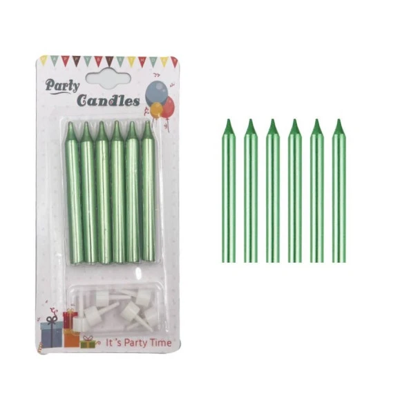 Yeşil İnce Mum 8 cm 6 lı ürün görseli 1
