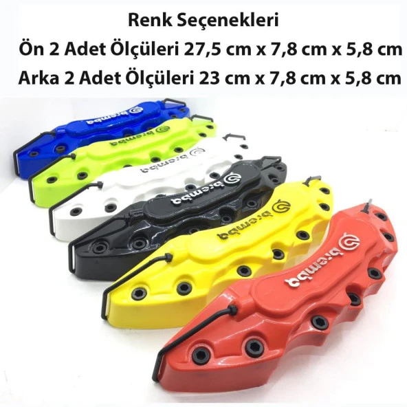 Sarı Kaliper Kapağı 4 Parça Ön Arka Set - Resim 4