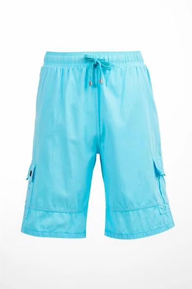 Mint Kargo Cepli Beli Lastikli Unisex Keten Şort  %100 Pamuk ürün görseli 1