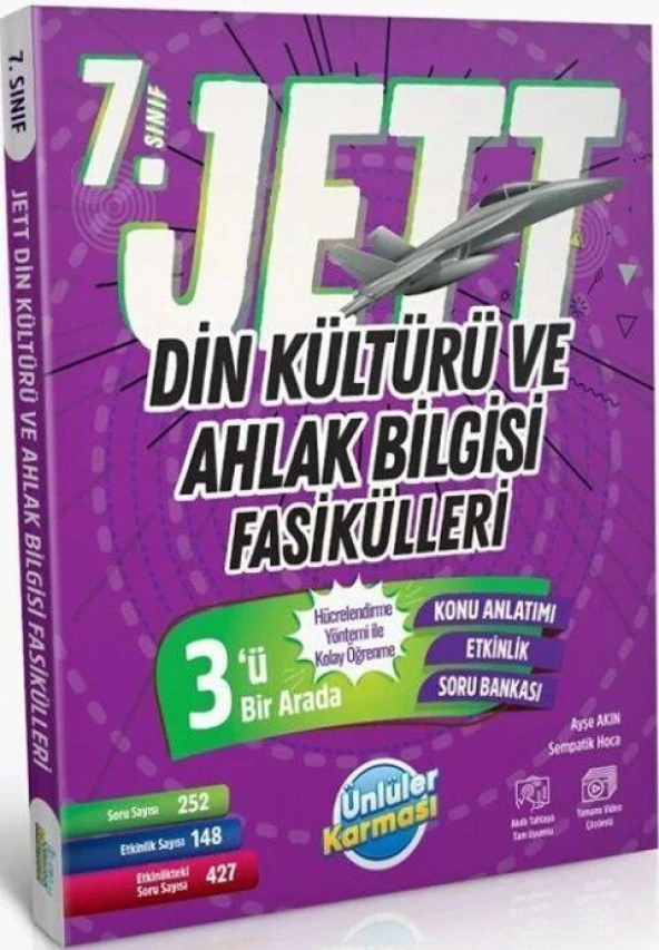 7. Sınıf Din Kültürü ve Ahlak Bilgisi JETT Soru Fasikülleri Ünlüler Yayınları ürün görseli 1