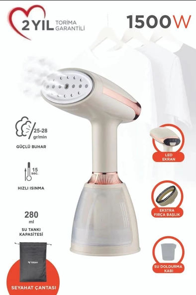 Torima KY-003 Beyaz Buharlı Kırışık Giderici 1500W Taşınabilir Seyahat Boy Dikey Ütü ürün görseli 1