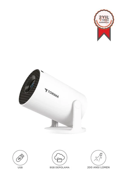 Taşınabilir Projektör Ev Sineması Android 11 Bluetooth Akıllı Projeksiyon HY300 PRO Beyaz ürün görseli 1