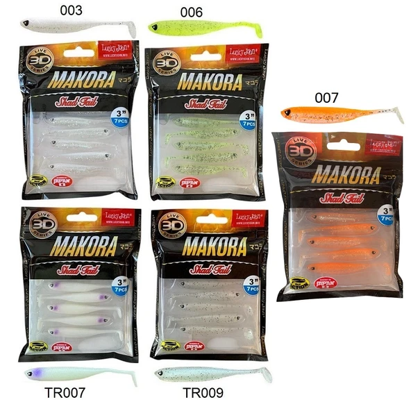 Lucky John Makora 3D Shad Tail 3'' (7.62 cm) 7'li Paket Silikon Yem ürün görseli 1