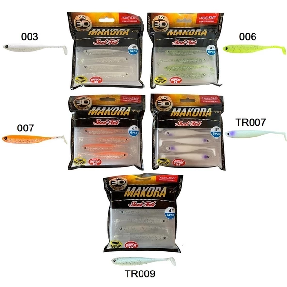 Lucky John Makora 3D Shad Tail 4'' (10.16 cm) 6'lı Paket Silikon Yem ürün görseli 1