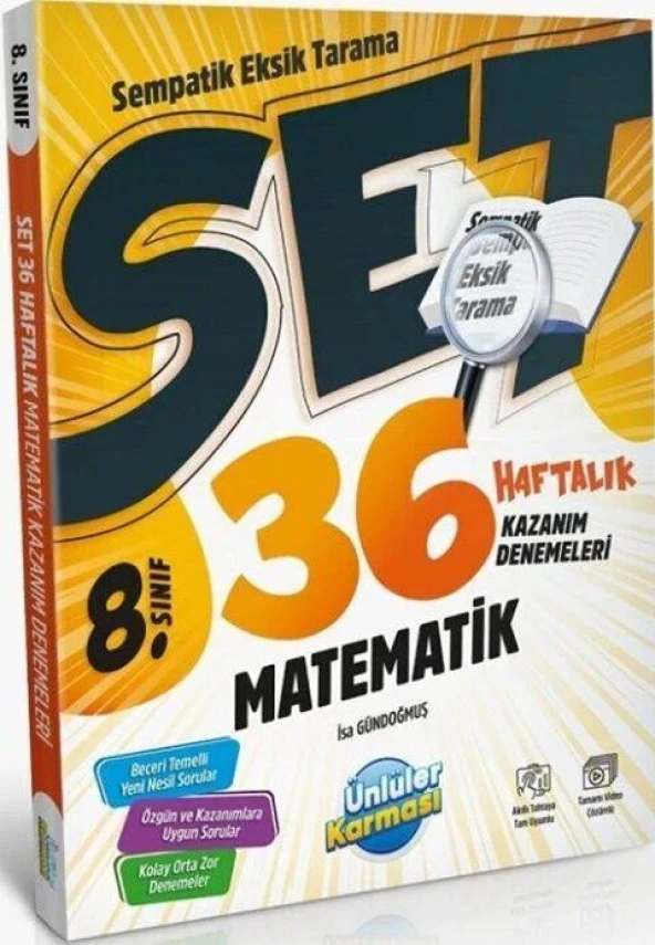 8. Sınıf Matematik SET 36 Haftalık Kazanım Denemeleri Ünlüler Yayınları ürün görseli 1