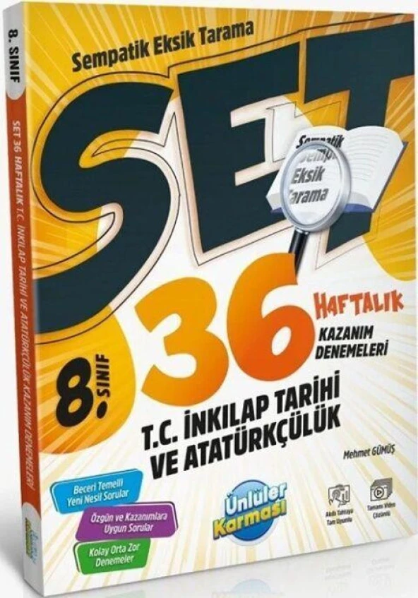 8. Sınıf T.C İnkılap Tarihi ve Atatürkçülük SET 36 Haftalık Kazanım Denemeleri Ünlüler Yayınları ürün görseli 1