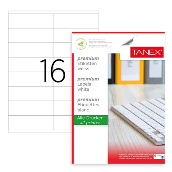 Tanex Laser Etiket 100 YP 105x36 Laser-Copy-Inkjet TW-2316 ürün görseli 1