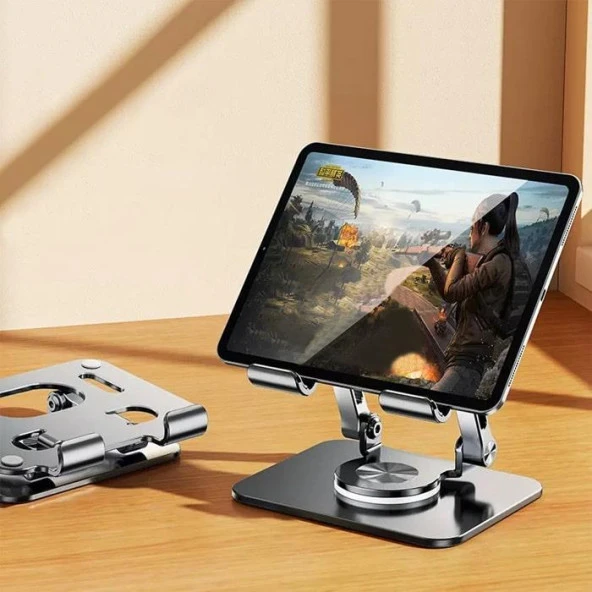 Zhltools Katlanabilir Alüminyum Tablet ve Telefon Tutucu Standı Gri ürün görseli 1