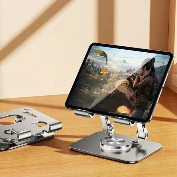 Zhltools Katlanabilir Alüminyum Tablet ve Telefon Tutucu Standı Gümüş ürün görseli 1