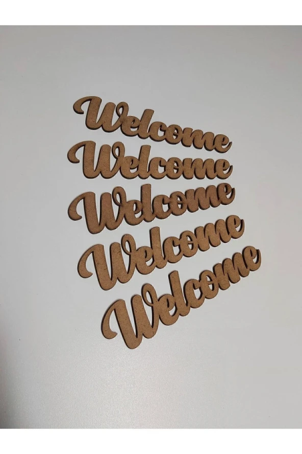 5 Adet Welcome Ahşap Yazı 3mm Ham Mdf 18 X 4 Cm Ölçülerindedir ürün görseli 1