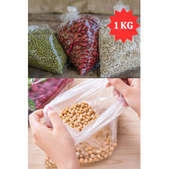 Bakkaliye Torbası 1 Kg Şeffaf Naylon Torba 5'lik 30x52 Cm Bakliyat Torbası Kalın Poşet ürün görseli 1