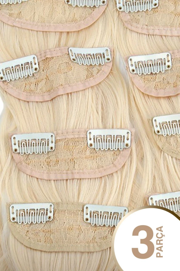 Fiber Sentetik Dalgalı 3 Parça Çıt Çıt - Platin - Resim 2