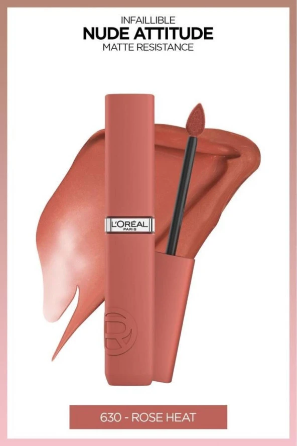 L'oreal Paris Infaillible Matte Resistance Likit Mat Ruj - 630 Rose Heat ürün görseli 1