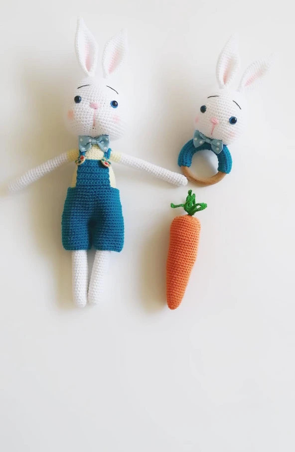 Havuçlu Tavşan Set Amigurumi Organik Oyuncak ürün görseli 1