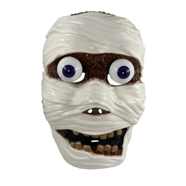 MUMMY HALLOWEEN HORROR MASK VIP CADILAR BAYRAMI KORKU MASKESİ GÖZLERİ OYNAYAN MASKE MUMYA MASKESİ ürün görseli 1