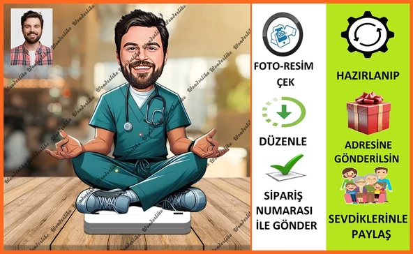 Bay Doktor Karikatür Biblo,Sevgiliye Hediye,Doğum Günü Hediyesi ürün görseli 1