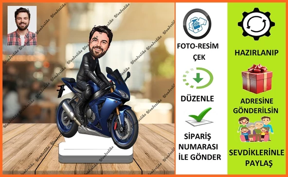 Bay Motorcu Karikatür Biblo,Sevgiliye Hediye,Doğum Günü Hediyesi ürün görseli 1
