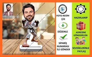 Kareteci Sporcu Karikatür Biblo,Sevgiliye Hediye,Doğum Günü Hed ürün görseli 1