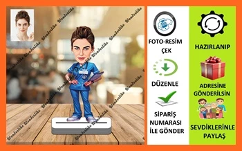 Sağlık Çalışanı Karikatür Biblo,Sevgiliye Hediye,Doğum Günü Hedi ürün görseli 1