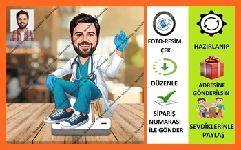 Sağlık Görevli Karikatür Biblo,Sevgiliye Hediye,Doğum Günü Hediy ürün görseli 1