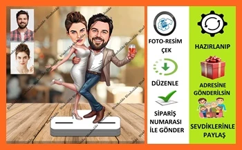 Sevgili Eş Karikatür Biblo,Sevgiliye Hediye,Doğum Günü Hediyesi ürün görseli 1