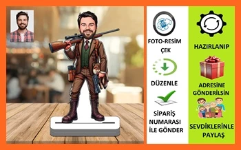 Keskin Nişancı Karikatür Biblo,Sevgiliye Hediye,Doğum Günü Hediyesi ürün görseli 1