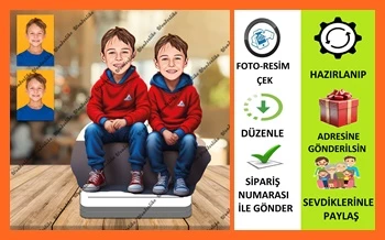 Kardeşler Karikatür Biblo,Sevgiliye Hediye,Doğum Günü Hediyesi ürün görseli 1
