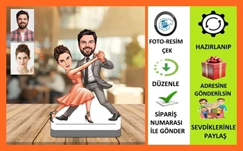 Dans Eden Karikatür Biblo,Sevgiliye Hediye,Doğum Günü Hediyesi ürün görseli 1