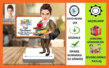 Sınıf Öğretmeni Karikatür Biblo,Sevgiliye Hediye,Doğum Günü Hediyesi ürün görseli 1
