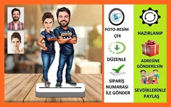 Arkadaş Karikatür Biblo,Sevgiliye Hediye,Doğum Günü Hediyesi ürün görseli 1