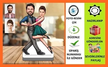 Dans Eden Çift Karikatür Biblo,Sevgiliye Hediye,Doğum Günü Hediyesi ürün görseli 1