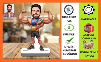 Şampiyon Karikatür Biblo,Sevgiliye Hediye,Doğum Günü Hediyesi ürün görseli 1