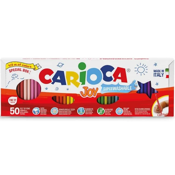 Carioca Joy Süper Yıkanabilir Keçeli Boya Kalemi 50'li (1/2 Metre) ürün görseli 1