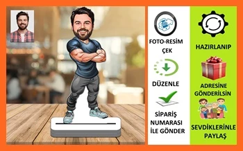 Sporcu Karikatür Biblo,Sevgiliye Hediye,Doğum Günü Hediyesi ürün görseli 1