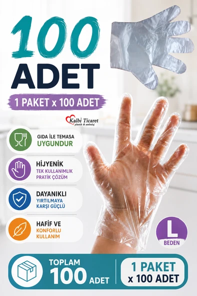 Şeffaf Eldiven 100 Adet Hışır Poşet Eldiven Kullan At Tek Kullanımlık Eldiven ürün görseli 1