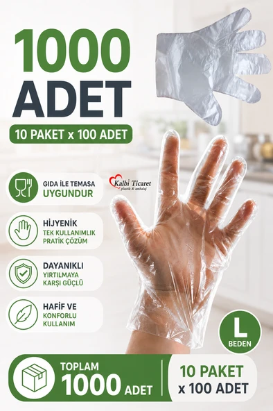 Şeffaf Eldiven 1000 Adet Hışır Poşet Eldiven Kullan At Tek Kullanımlık Eldiven ürün görseli 1