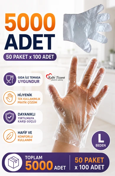 Şeffaf Eldiven 5000 Adet Hışır Poşet Eldiven Kullan At Tek Kullanımlık Eldiven ürün görseli 1