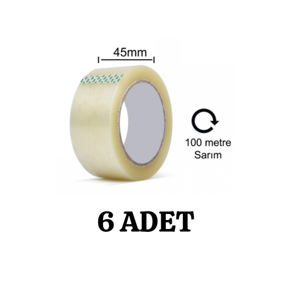 Koli Bandı Şeffaf 45 Mm X 100 Metre 6 Adet ürün görseli 1