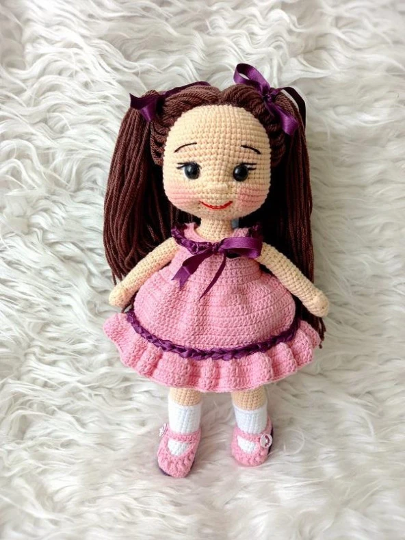 Pembe Pamuk Şekerim Bebek Amigurumi Organik Oyuncak ürün görseli 1
