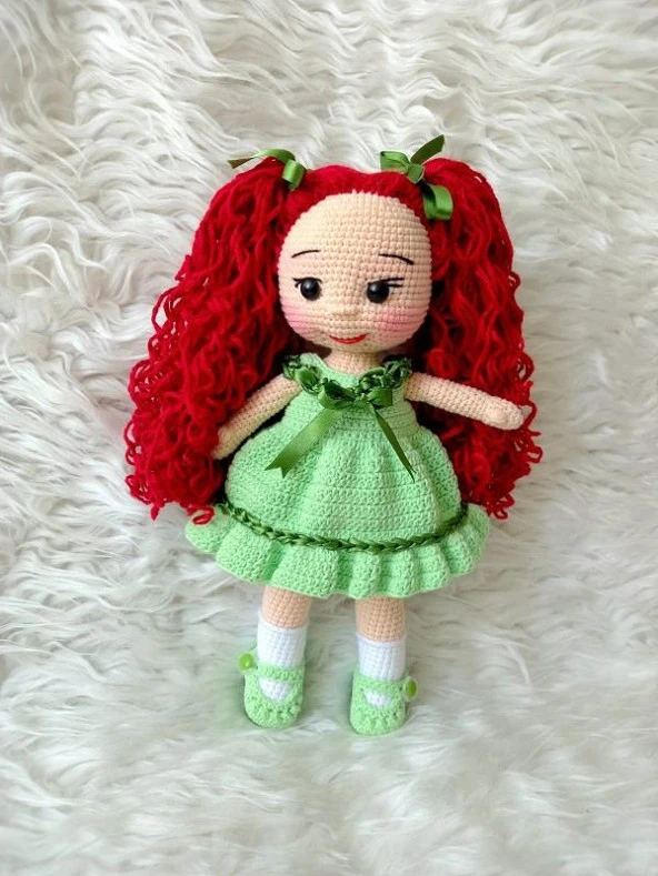 Yeşil Pamuk Şekerim Bebek Amigurumi Organik Oyuncak ürün görseli 1
