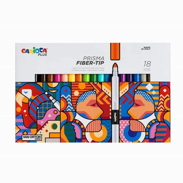 Carioca Plus Prisma Fiber Uçlu Keçeli Boya Kalemi 18'li ürün görseli 1