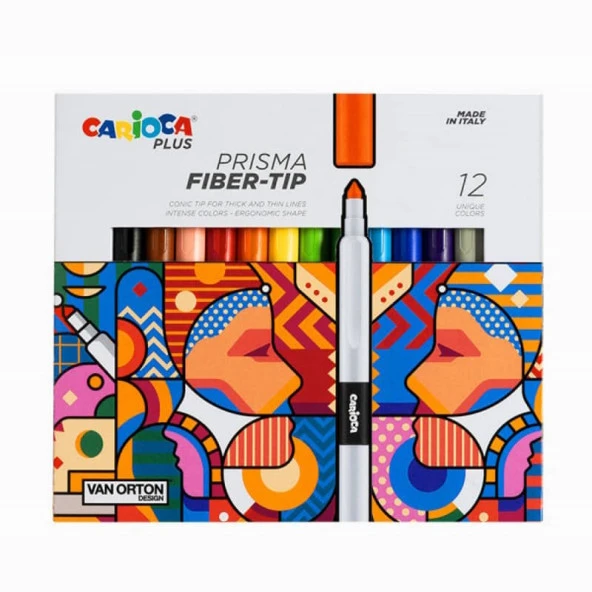 Carioca Plus Prisma Fiber Uçlu Keçeli Boya Kalemi 12'li ürün görseli 1