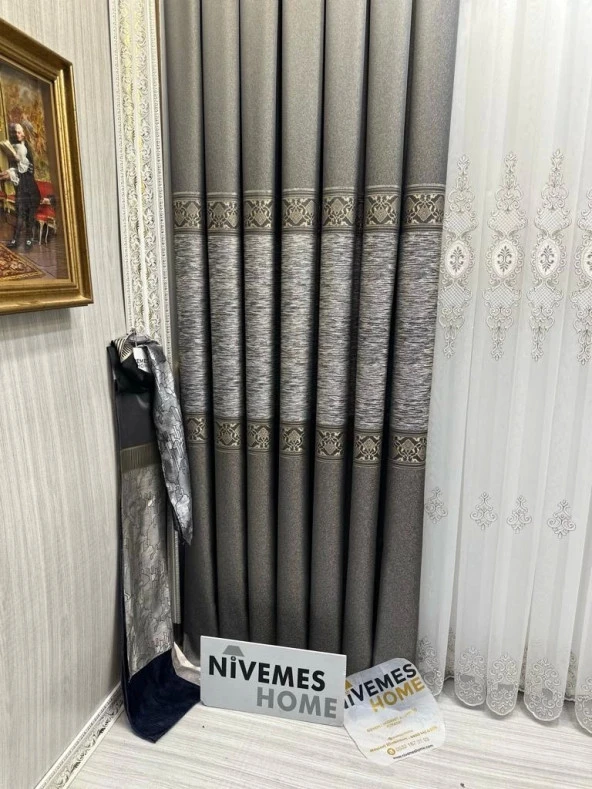 NİVEMESHOME LİKYA FT632120 V-5302 TOPRAK 1/3 SIK PİLELİ FON PERDE APM ürün görseli 1