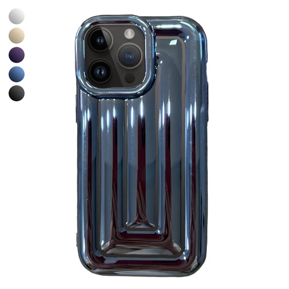 iPhone 14 Pro Max Rudra Seri Labirent Desen 3D Metalik Silikon Kapak ürün görseli 1