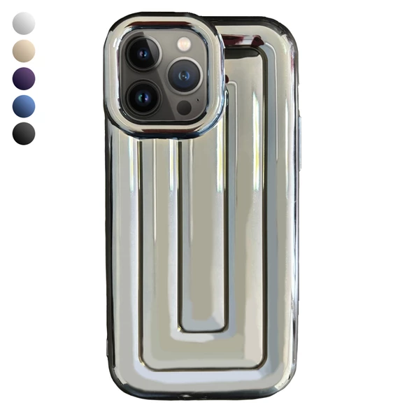 iPhone 13 Pro Rudra Seri Labirent Desen 3D Metalik Silikon Kapak ürün görseli 1