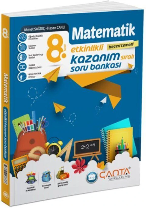 8. Sınıf Matematik Etkinlikli Kazanım Soru Bankası Çanta Yayınları ürün görseli 1