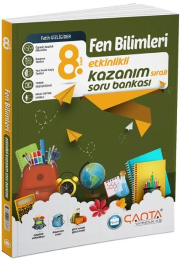 8. Sınıf Fen Bilimleri Etkinlikli Kazanım Soru Bankası Çanta Yayınları ürün görseli 1