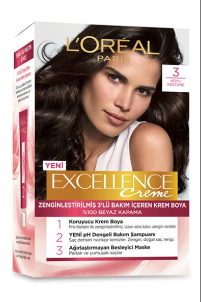 L'Oreal Paris Loreal Excellence Creme 3 Koyu Kestane ürün görseli 1