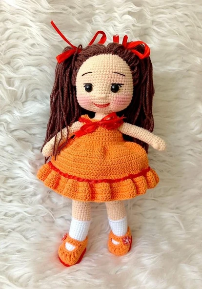 Turuncu Pamuk Şekerim Bebek Amigurumi Organik Oyuncak ürün görseli 1